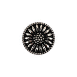 Vintage Gunmetal Floral Shank Back Glass Button - 28L/18mm