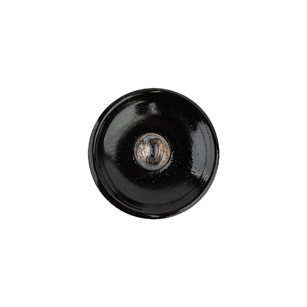 Vintage Gold and Black Floral Shank Back Glass Button - 28L/18mm