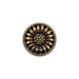 Vintage Gold and Black Floral Shank Back Glass Button - 28L/18mm