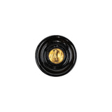 Vintage Black Floral Shank Back Glass Button - 22L/14mm