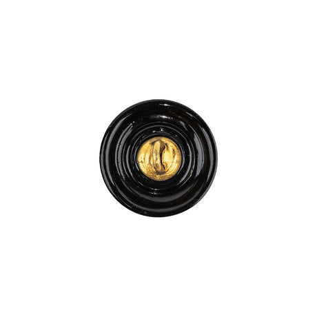 Vintage Black Floral Shank Back Glass Button - 22L/14mm