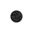 Vintage Black Floral Shank Back Glass Button - 22L/14mm