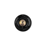 Vintage Gold and Black Floral Shank Back Glass Button - 22L/14mm