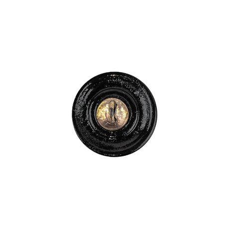 Vintage Gold and Black Floral Shank Back Glass Button - 22L/14mm