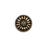 Vintage Gold and Black Floral Shank Back Glass Button - 22L/14mm