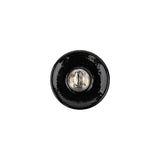 Vintage Blue Iris and Black Classical Shank Back Glass Button - 22L/14mm
