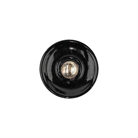 Vintage Blue Iris and Black Classical Shank Back Glass Button - 28L/18mm