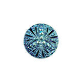 Vintage Blue Iris and Black Classical Shank Back Glass Button - 28L/18mm