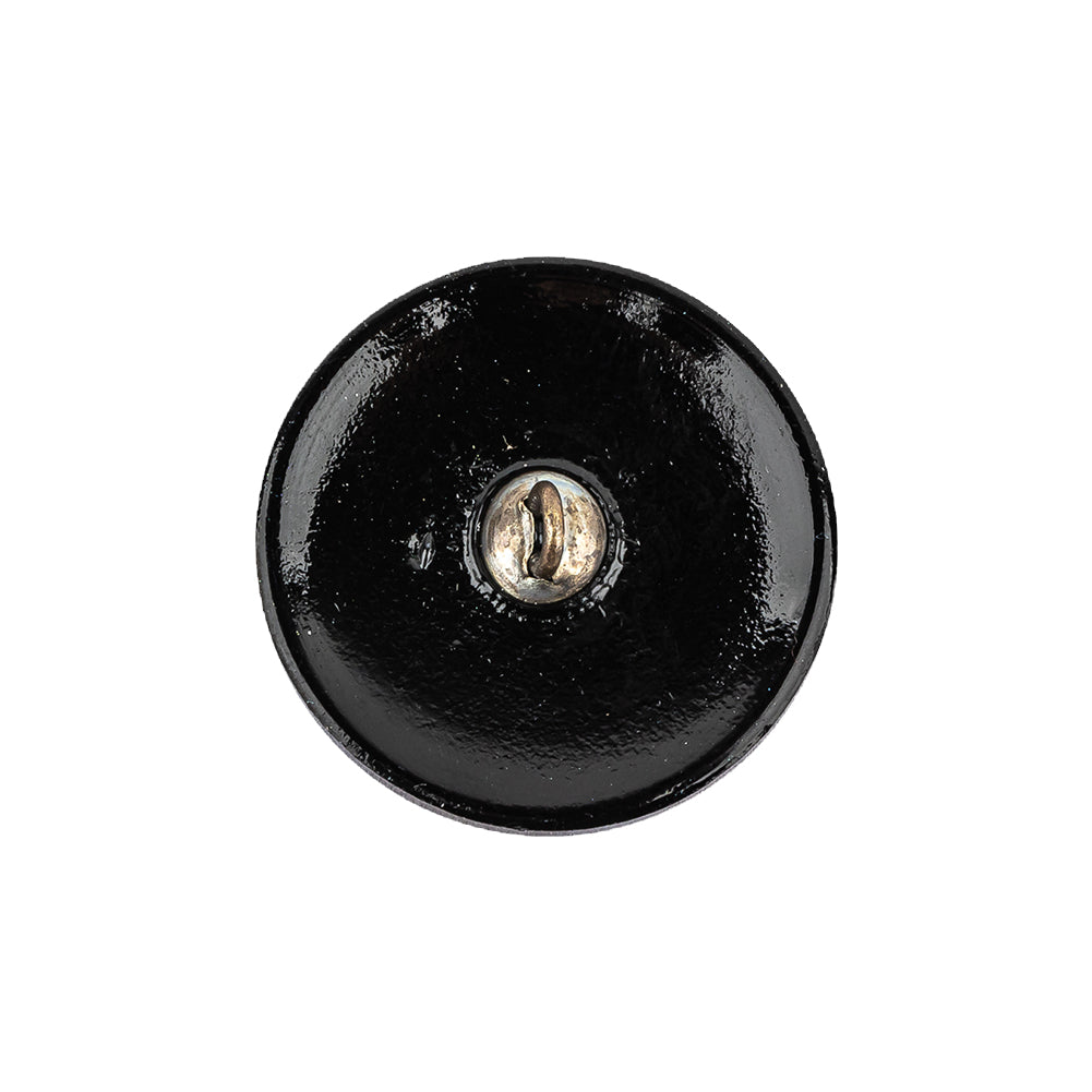 Vintage Blue Iris and Black Classical Shank Back Glass Button - 36L/23mm