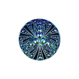 Vintage Blue Iris and Black Classical Shank Back Glass Button - 36L/23mm
