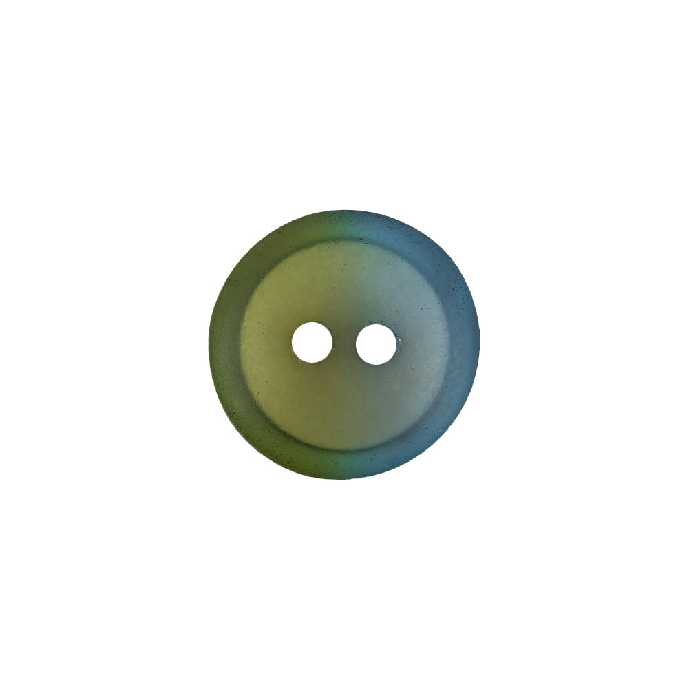 Italian Aqua Paradise and Lime 2-Hole Plastic Button - 24L/15mm