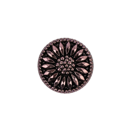 Vintage Amethyst Floral Shank Back Glass Button - 28L/18mm