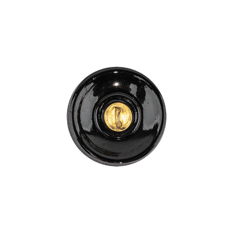 Vintage Black Classical Shank Back Glass Button - 28L/18mm
