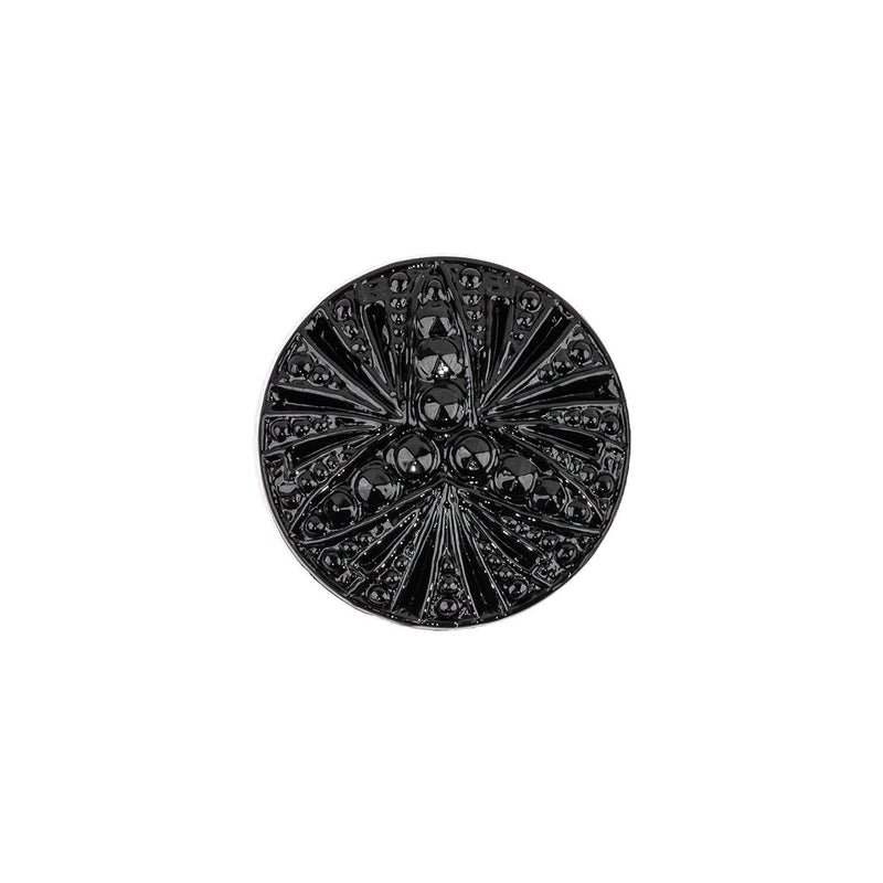 Vintage Black Classical Shank Back Glass Button - 28L/18mm