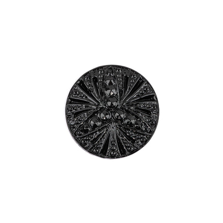 Vintage Black Classical Shank Back Glass Button - 28L/18mm