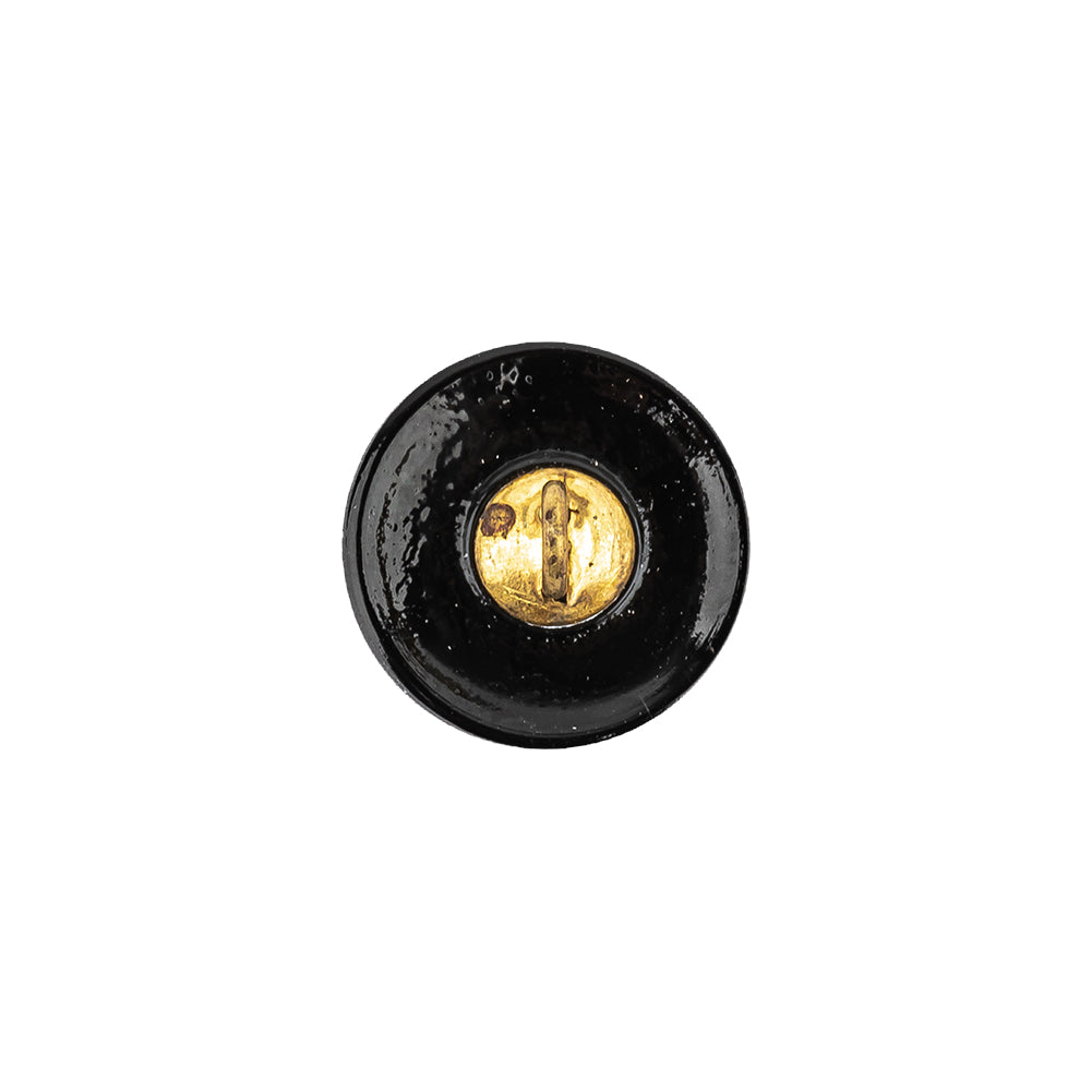 Vintage Black Classical Shank Back Glass Button - 22L/14mm