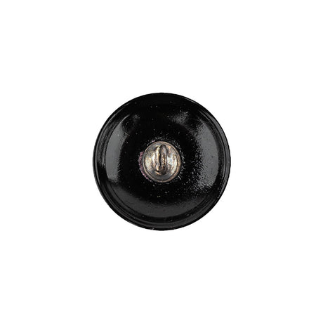 Vintage Blue Iris and Black Floral Shank Back Glass Button - 28L/18mm