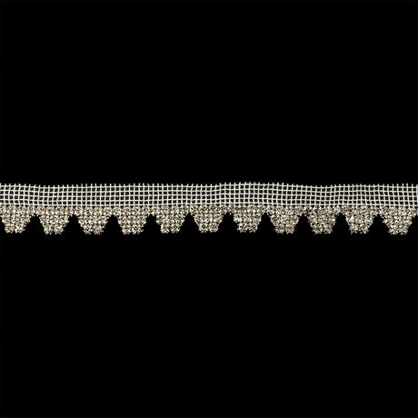 Vintage Czech Crystal Rhinestones on White Mesh Fringe Trimming - 1"