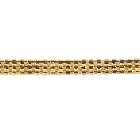Vintage Three Row Gold Tone Rhinestones on Metal Mesh Trimming - 0.375"