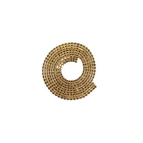 Vintage Three Row Gold Tone Rhinestones on Metal Mesh Trimming - 0.375"