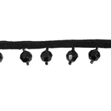 Vintage Black Faceted Bead Fringe - 0.875"