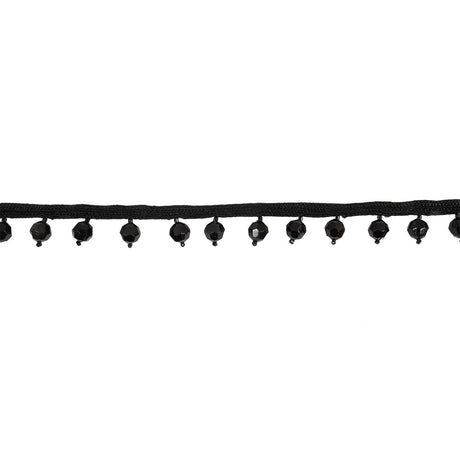 Vintage Black Faceted Bead Fringe - 0.875"