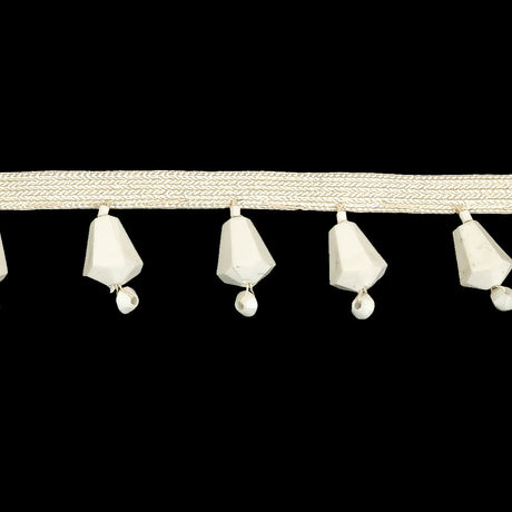 Vintage Chalk White and Ivory Beaded Fringe - 1"