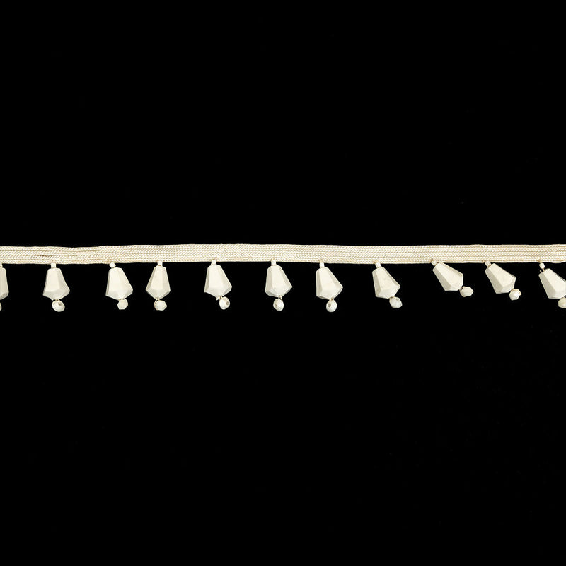 Vintage Chalk White and Ivory Beaded Fringe - 1"
