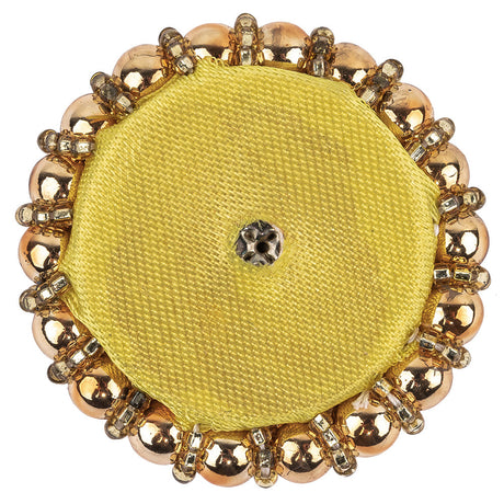 Vintage Gold and Rose Pearl Beaded Applique - 1.5" x 1.5"