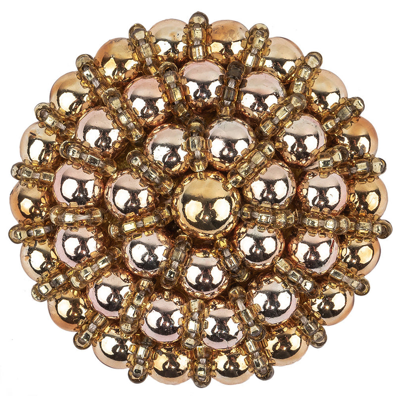 Vintage Gold and Rose Pearl Beaded Applique - 1.5" x 1.5"