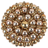 Vintage Gold and Rose Pearl Beaded Applique - 1.5" x 1.5"