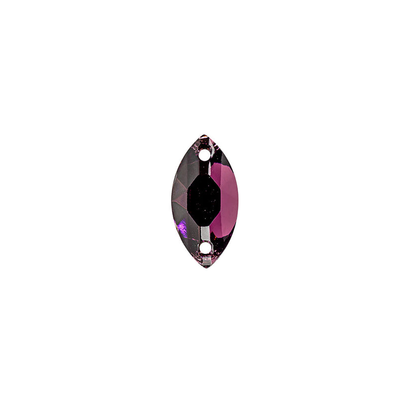Vintage Swarovski Amethyst Marquis Cut Flat Back Sew-on Crystal Rhinestone - 0.25" x 0.5"