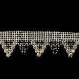 Vintage Czech Crystal and Jet Rhinestones in Silver Settings on White Mesh Trimming - 1.1875"