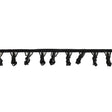Vintage Black Glass Spikes Beaded Fringe - 1.125"