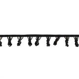 Vintage Black Glass Spikes Beaded Fringe - 1.125"
