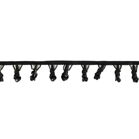 Vintage Black Glass Spikes Beaded Fringe - 1.125"