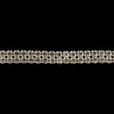 Vintage Two Row Crystal Rhinestones in Silver Prong Settings on White Mesh - 0.375"