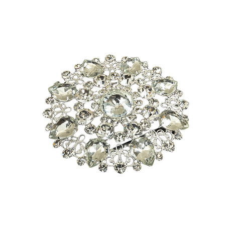 Vintage Crystal Rhinestones and Delicate Silver Metal Open Framework Ornament - 3.375"