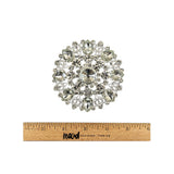 Vintage Crystal Rhinestones and Delicate Silver Metal Open Framework Ornament - 3.375"