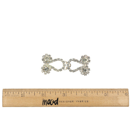 Vintage Crystal Rhinestones and Silver Metal Decorative Ornament - 1.375" x 1"
