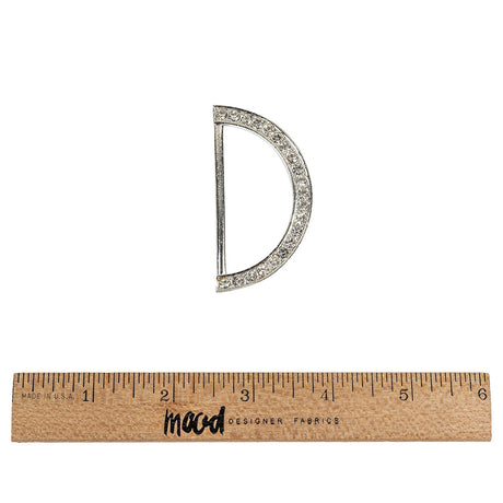 Vintage Rhinestone and Silver Half-Circle D-Ring - 2.5" X 1.25"