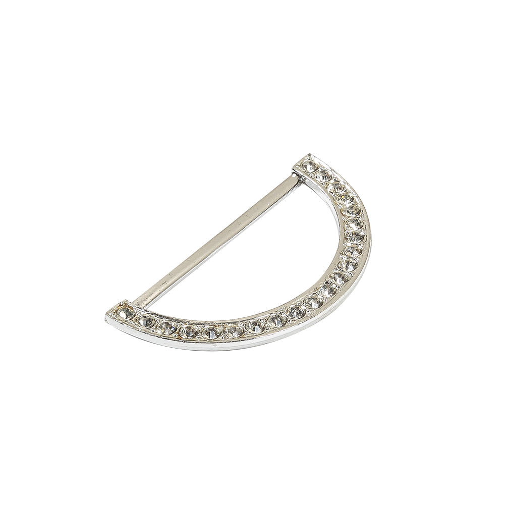 Vintage Rhinestone and Silver Half-Circle D-Ring - 2.5" X 1.25"