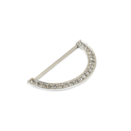Vintage Rhinestone and Silver Half-Circle D-Ring - 2.5" X 1.25"