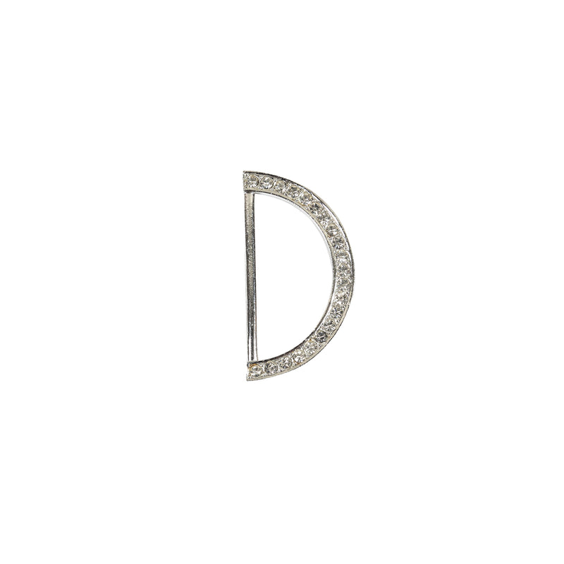 Vintage Rhinestone and Silver Half-Circle D-Ring - 2.5" X 1.25"