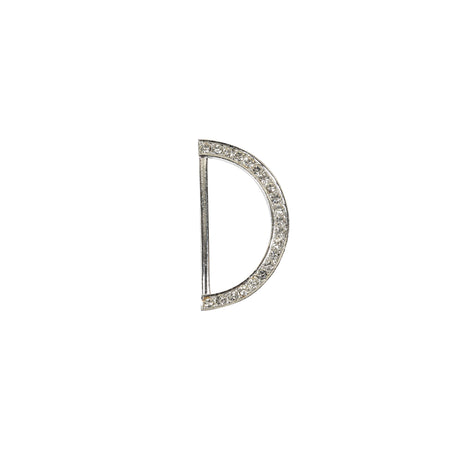Vintage Rhinestone and Silver Half-Circle D-Ring - 2.5" X 1.25"