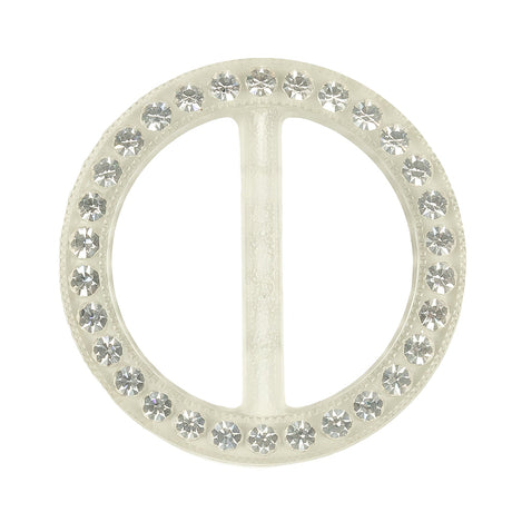 Vintage Crystal Rhinestones and Clear Circular Plastic Slider - 2"