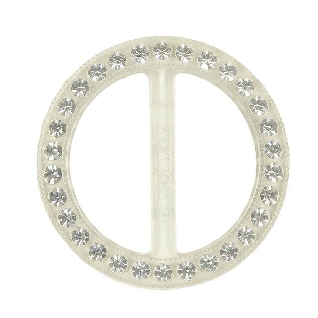 Vintage Crystal Rhinestones and Clear Circular Plastic Slider - 2"