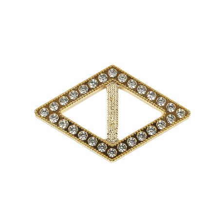 Vintage Crystal Rhinestones and Gold Plastic Diamond Shaped Slider - 1.25" x 2"
