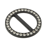 Vintage Crystal Rhinestones and Black Circular Plastic Slider - 2"