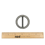 Vintage Crystal Rhinestones and Black Circular Plastic Slider - 2"